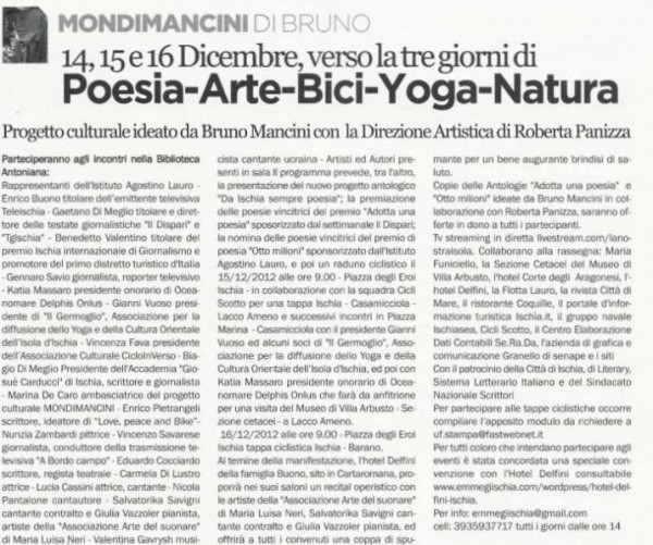 14/15/16 Dicembre Progetto culturali ideati da Bruno Mancini