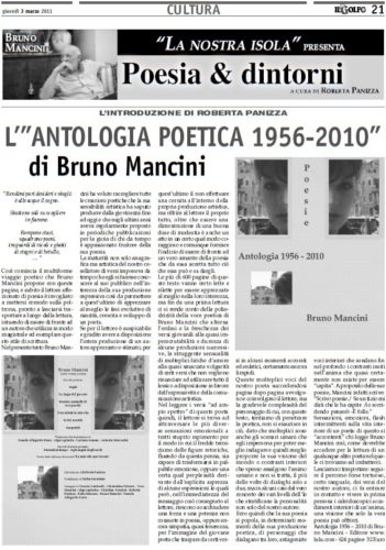 03 Marzo 2011 - il multiforme viaggio poetico che Bruno Mancini propone