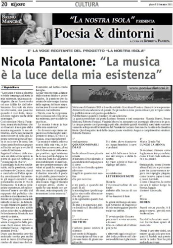 10 Marzo 2011 - Pagina culturale "Il Golfo" di Domenico Di Meglio