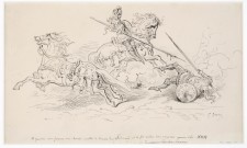 Gustave Dore'- Disegno preparatorio per l'edizione illustrata del Roland furieux, Paris 1879 illustraz per il canto XVII, penna inchiostro su carta