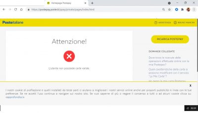 All. n. 1a Poste it. postepay Bruno l'utente non possiede carte valide