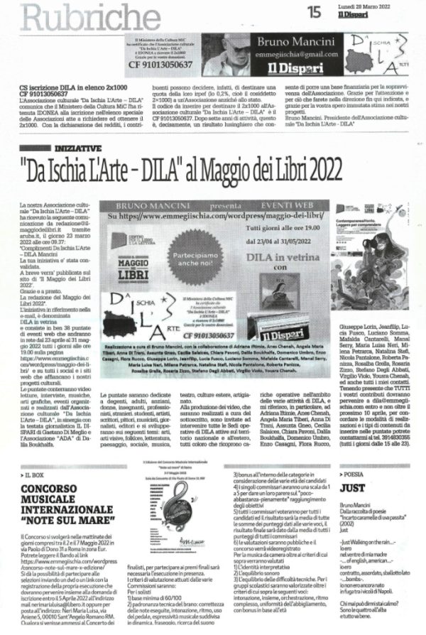 Il Dispari 20220328 – Redazione culturale DILA