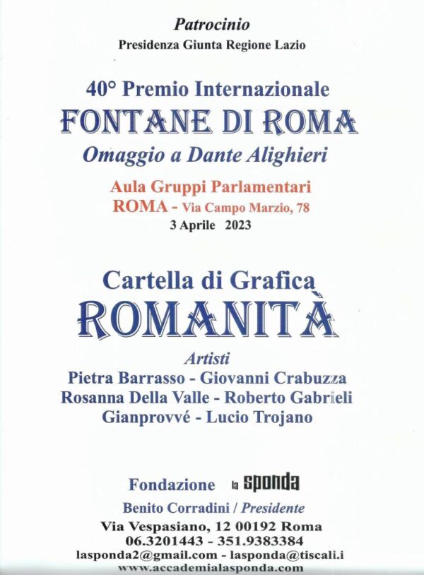Premio Fontane di Roma - Quarantesima edizione - 3 aprile 2023