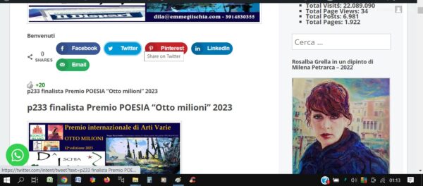 p233 finalista Premio POESIA “Otto milioni” 2023