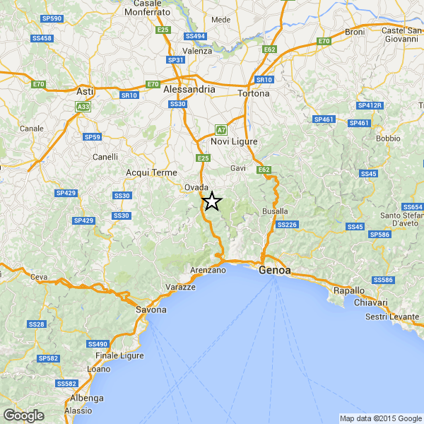 Terremoto di magnitudo 3.2 zona Genova