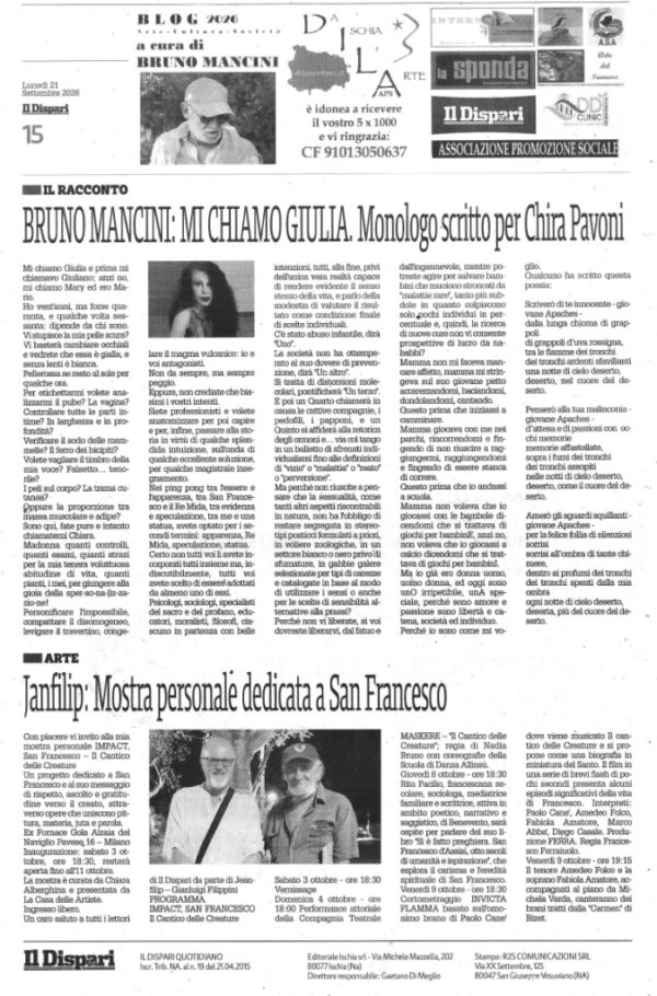 Il Dispari cultura ventuno settembre 2026 DILA APS